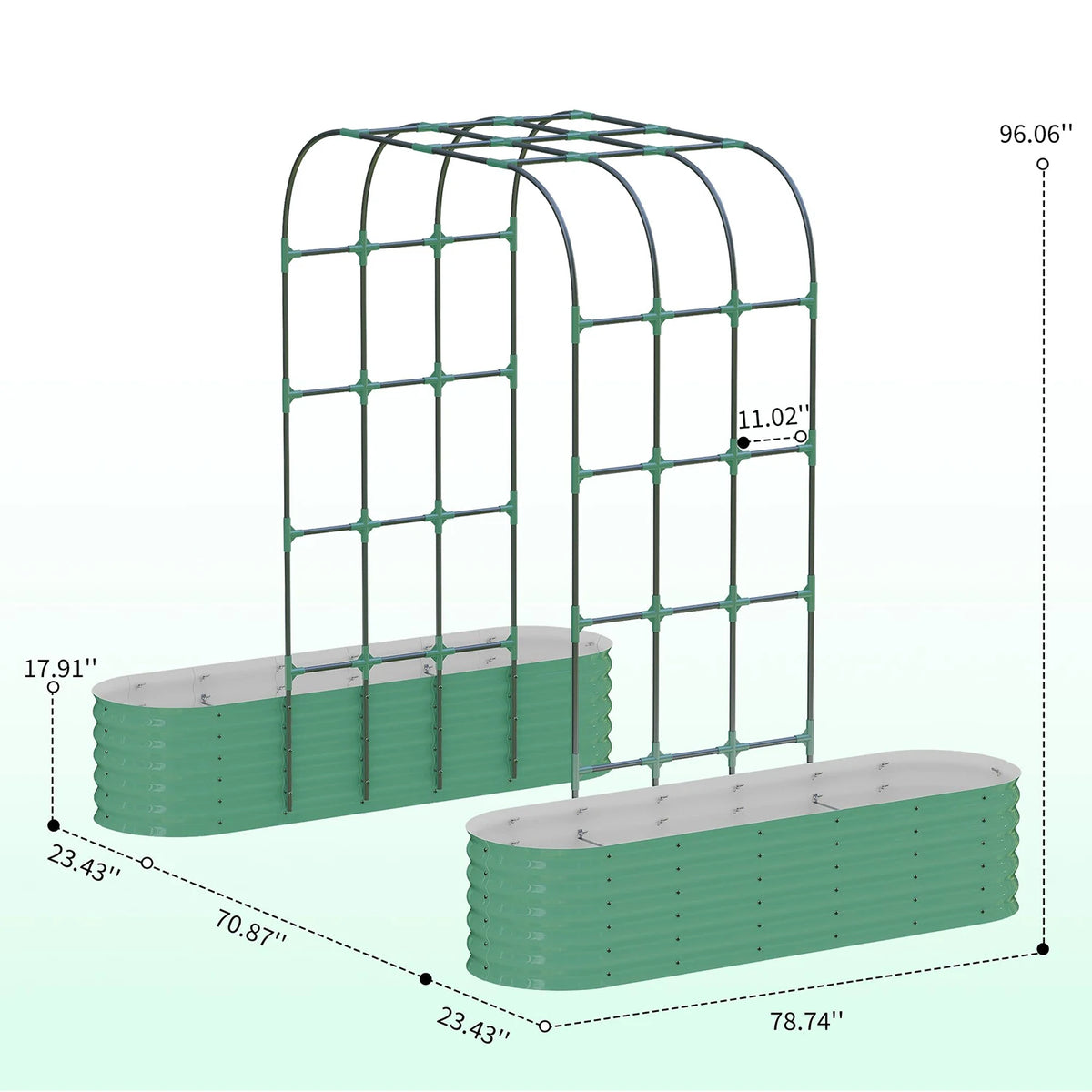 HiMISS Galvanized Raised Garden Bed With Arch Trellis For Vines