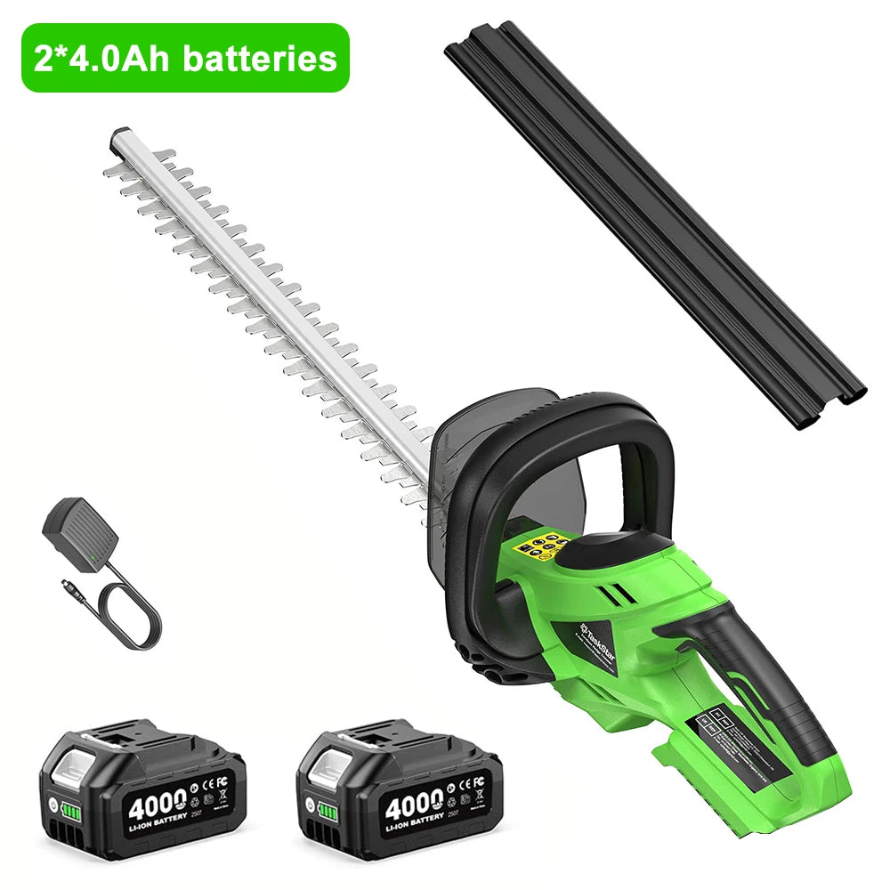 TaskStar Cordless Hedge Trimmer 20V Handheld Garden Bush Trimming Tool SK5 Dual Action Blade Electric Shrub Trimmer for Makita 18V Battery(with 2 4000mAh Batteries)