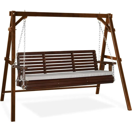 Outdoor Porch Swing With Cushions, Heavy Duty Patio Swing Stand