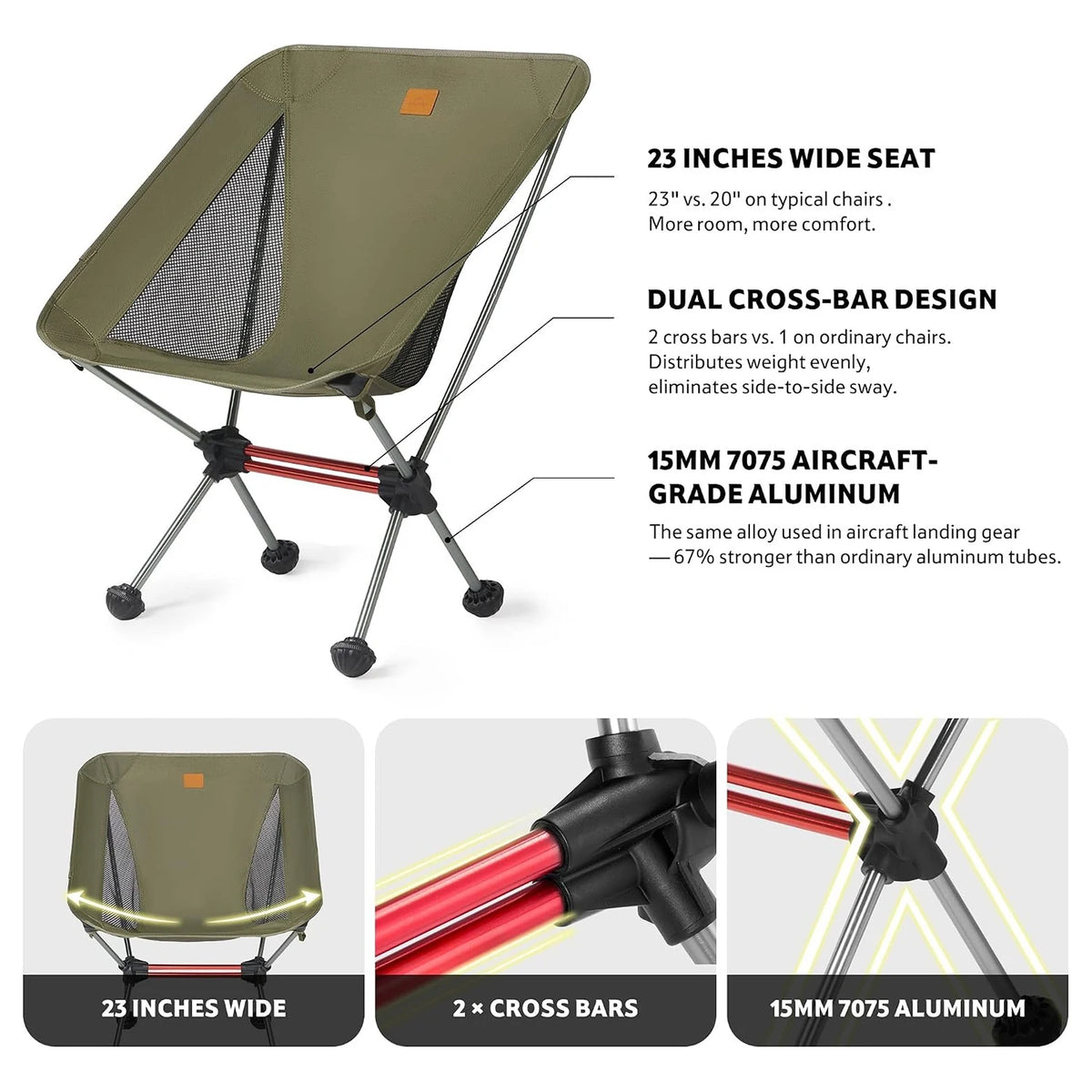 Naturehike Foldable Moon Chair With Anti Sinking Feet For Camping