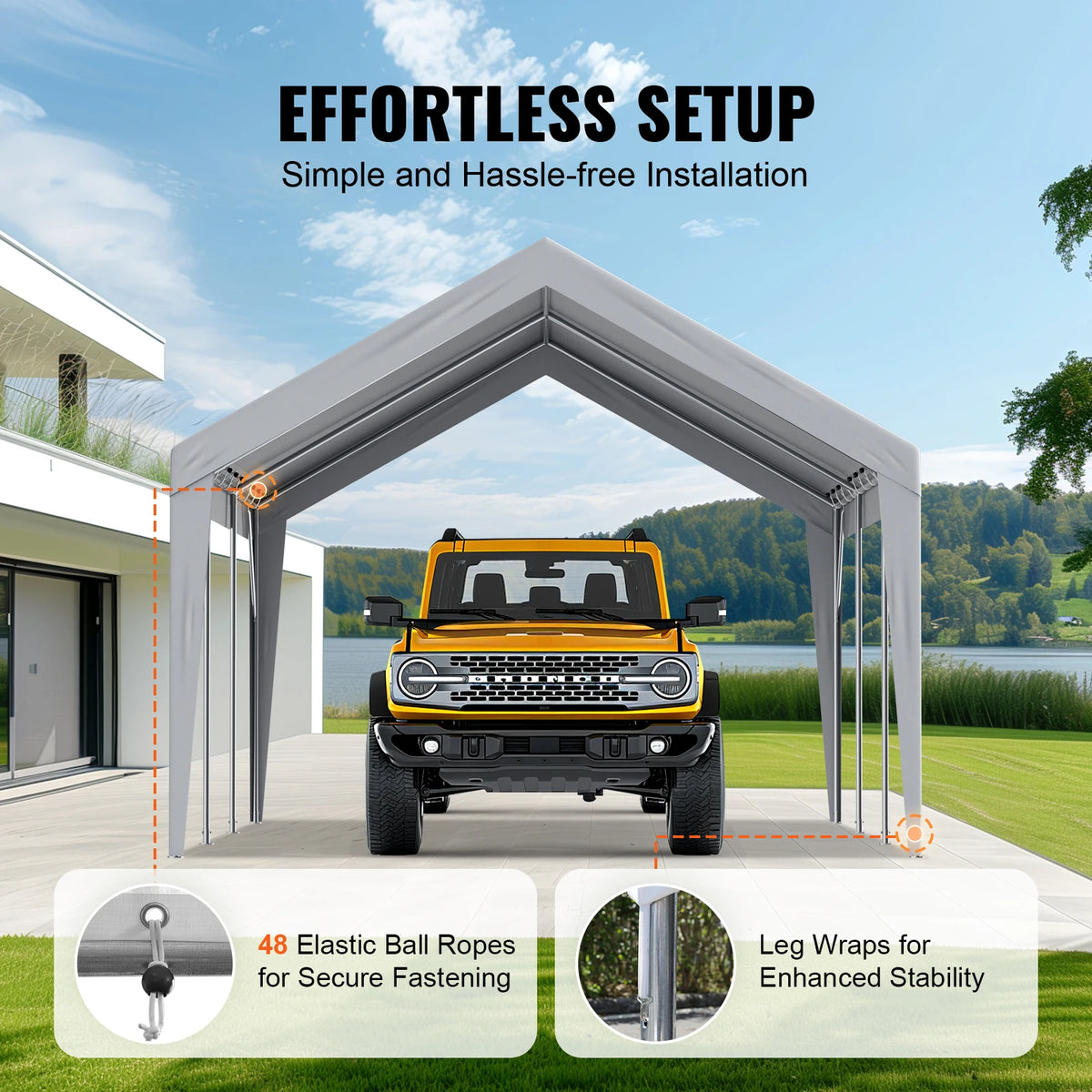 SucceBuy Heavy Duty Waterproof Carport Replacement Canopy Cover
