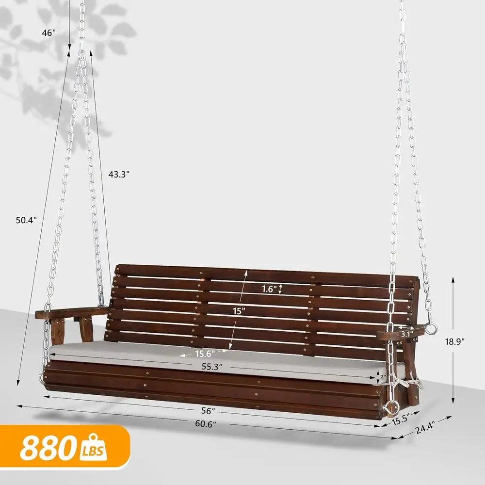 Outdoor Porch Swing With Cushions, Heavy Duty Patio Swing Stand