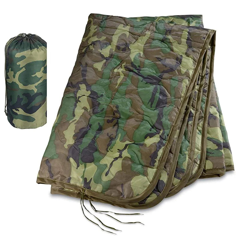 Tactical Army Poncho Liner Water Repellent Quilted Camping Blanket