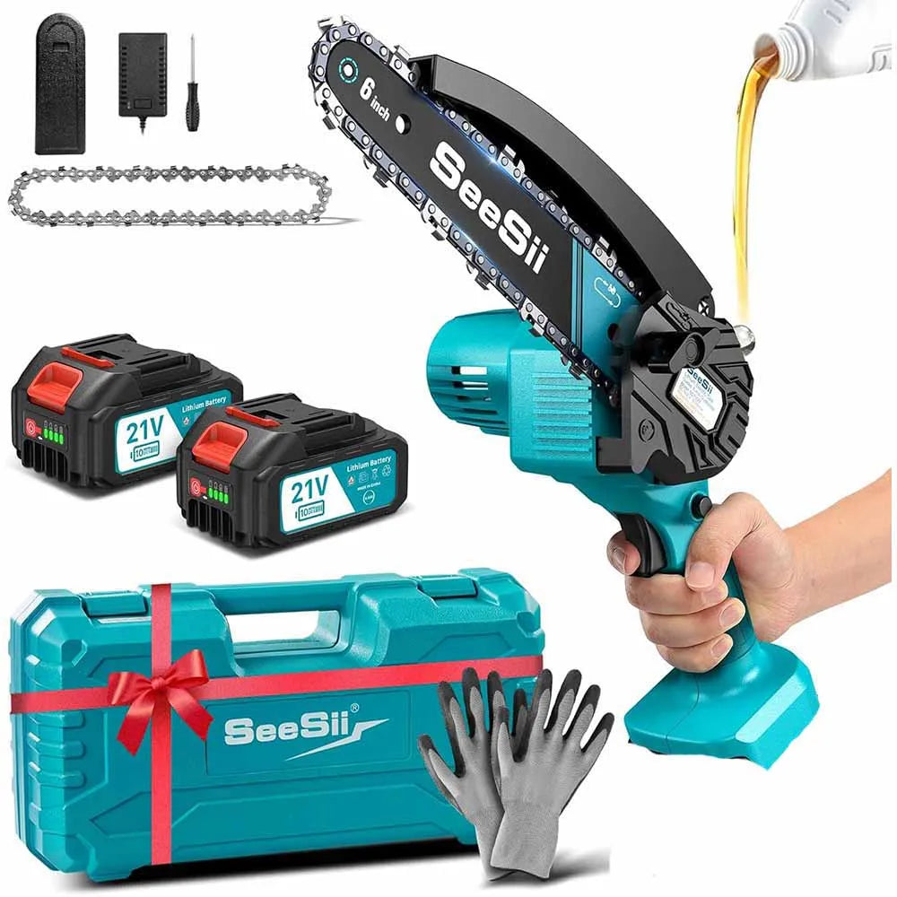 Seesii Cordless Mini Chainsaw Electric Woodworking Garden Pruner