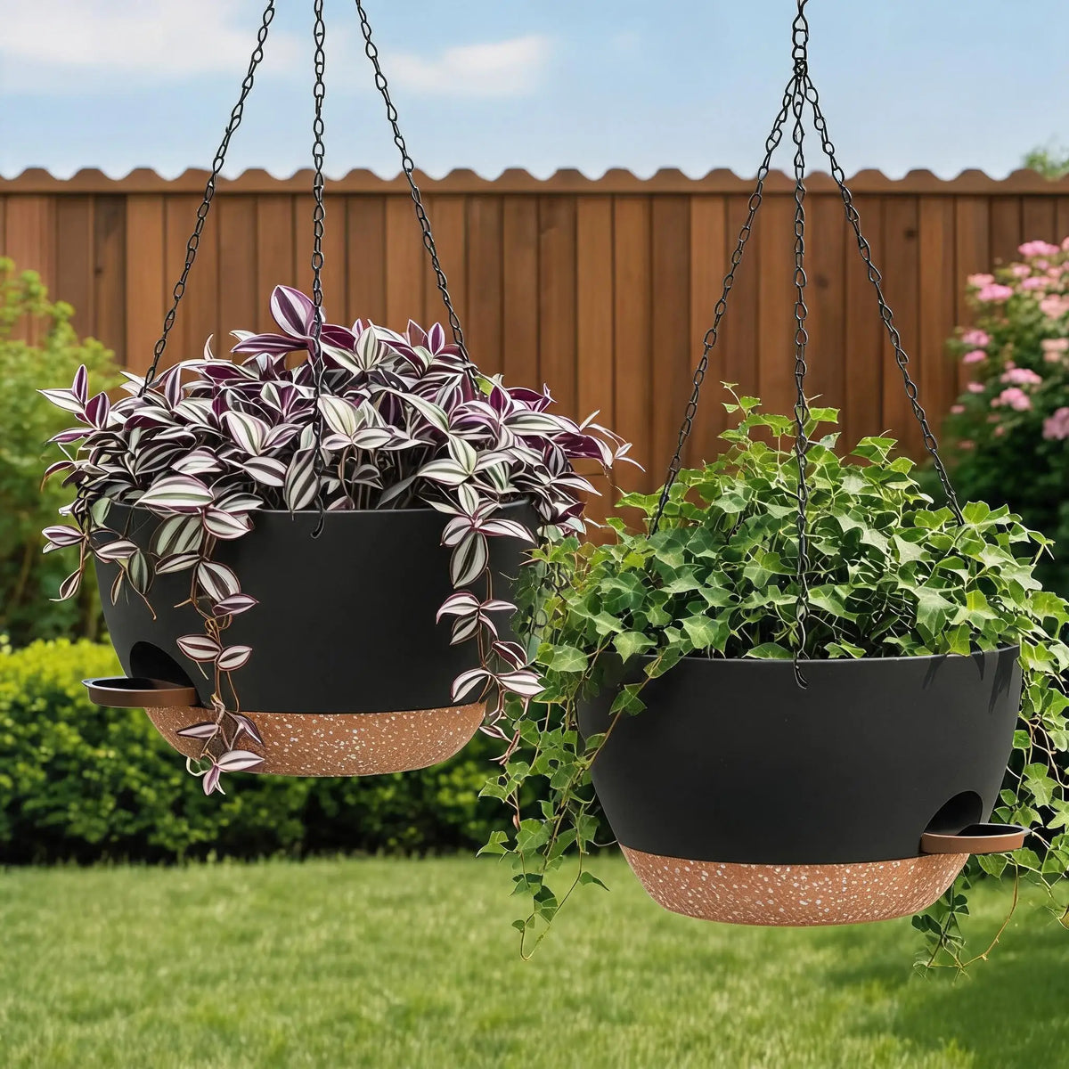 HiMiss Self Watering Hanging Planters With Side Fill Spout