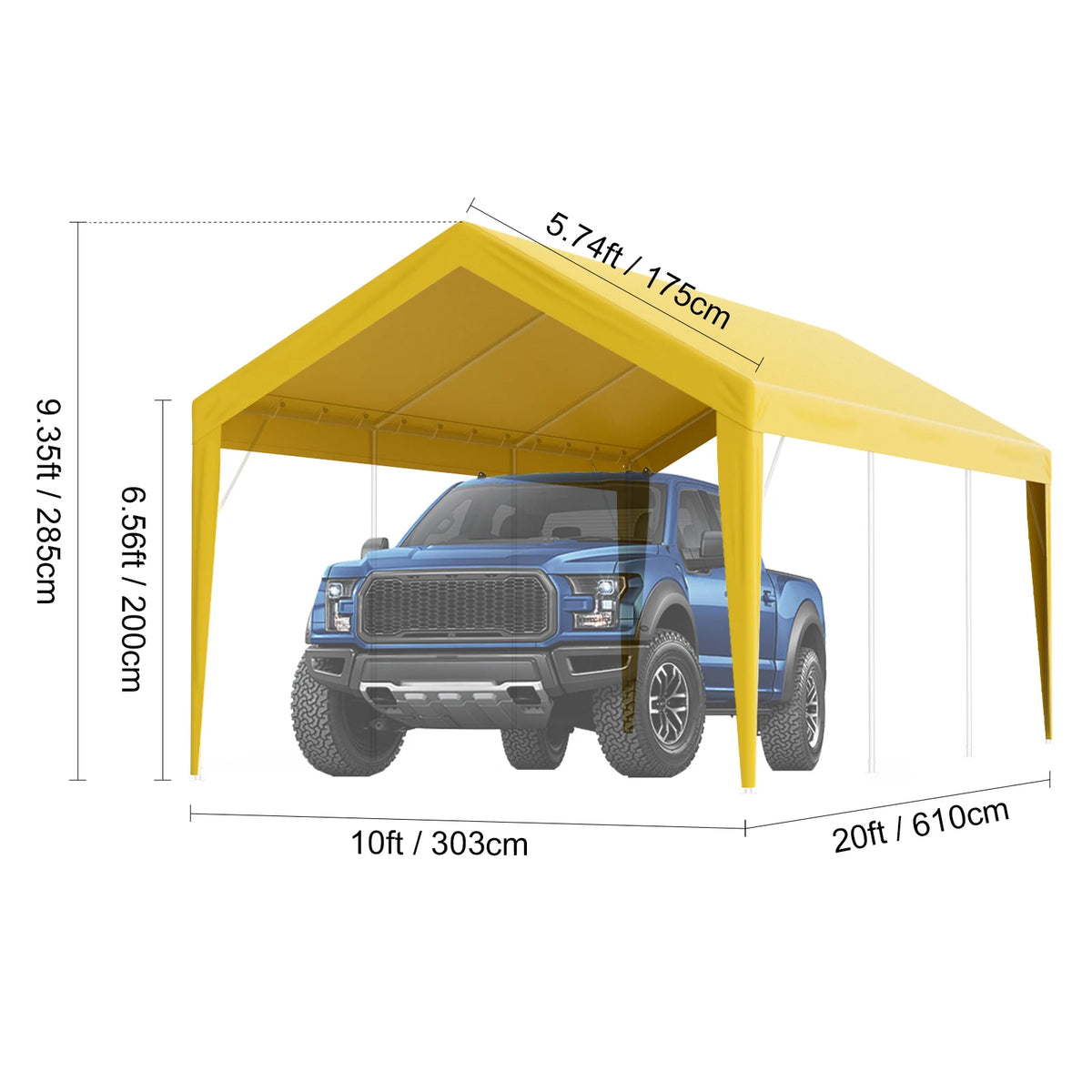 SucceBuy Heavy Duty Waterproof Carport Replacement Canopy Cover