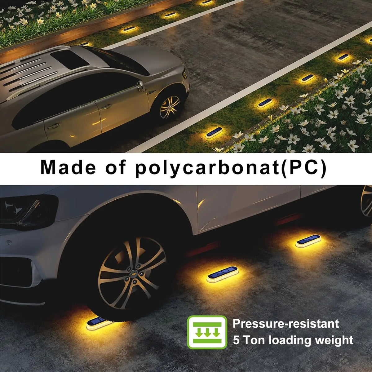 5 Years Lifespan 4 Pack Solar Deck Lights IP68 Waterproof Auto On/Off 5-Ton Anti-Pressure LED Step Lights for Garden Yard Solar Path Lighting