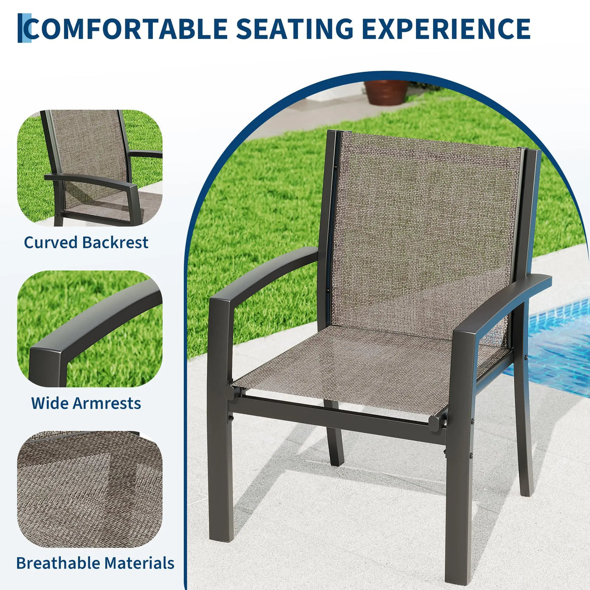 HobbyLane Modern Metal Patio Furniture Set With Loveseat and Chairs