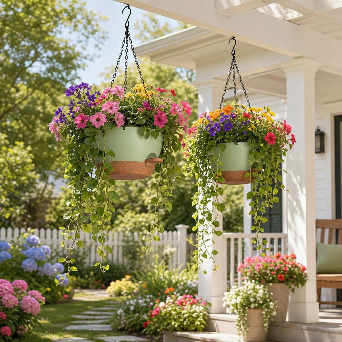 HiMiss Self Watering Hanging Planters With Side Fill Spout