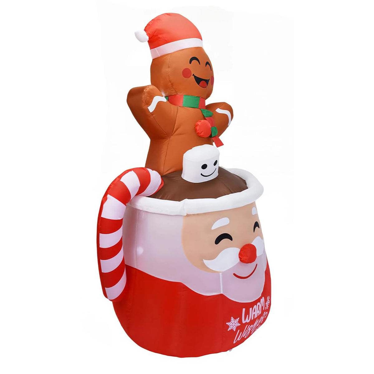 HiMISS Lighted Gingerbread Hot Cocoa Mug Christmas Yard Inflatable
