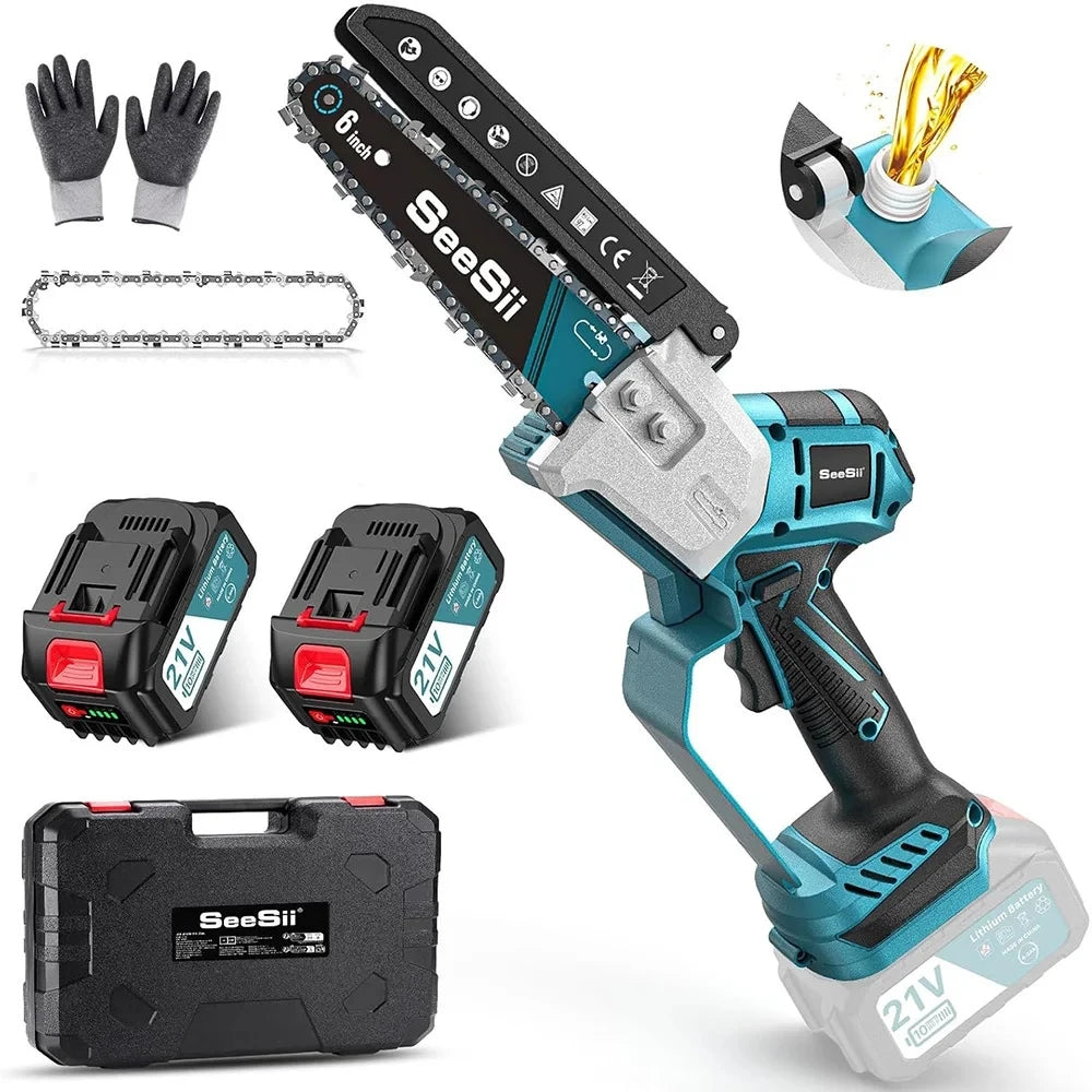 Seesii Cordless Mini Chainsaw Electric Woodworking Garden Pruner