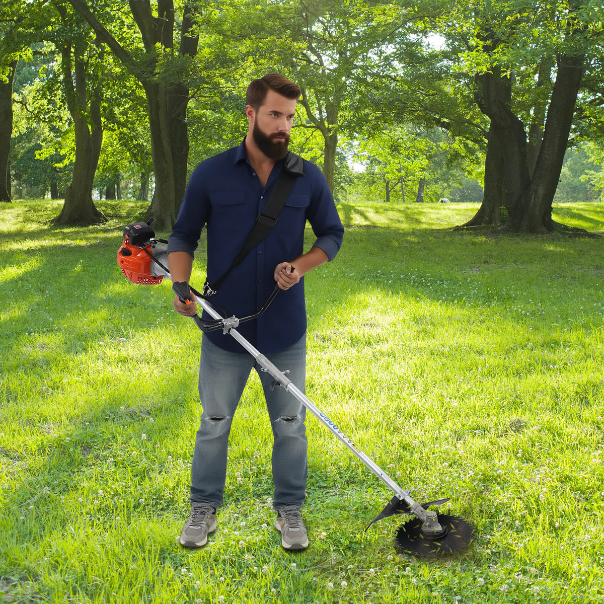 Bymaocar Two Stroke Gasoline Weed Trimmer With Three Interchangeable Heads