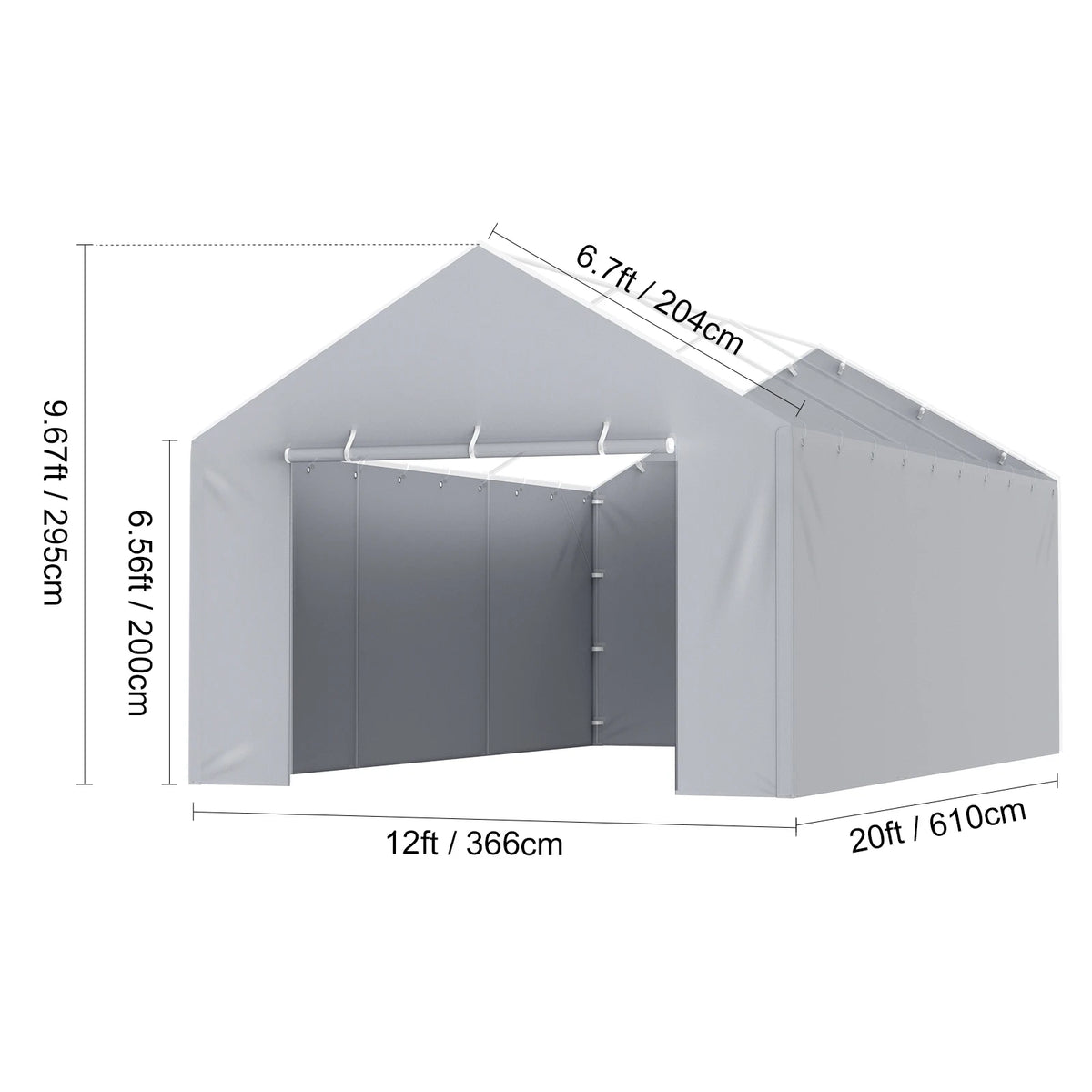 SucceBuy Heavy Duty Waterproof Carport Replacement Canopy Cover