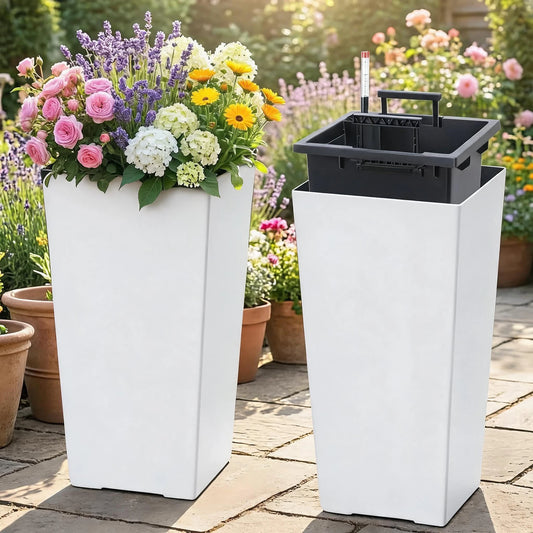 HiMiss Self Watering Planters With Drainage And Monitor Bucket