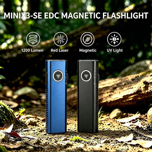 Trustfire 1200LM EDC Flashlight MINIX3-SE IPX6 Rechargeable Torch with White/UV Light Pointer Lantern Magnetic Tail for Camping