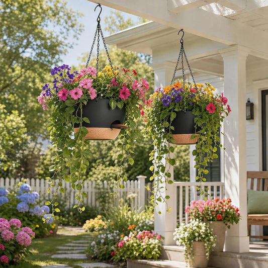 HiMiss Self Watering Hanging Planters With Side Fill Spout