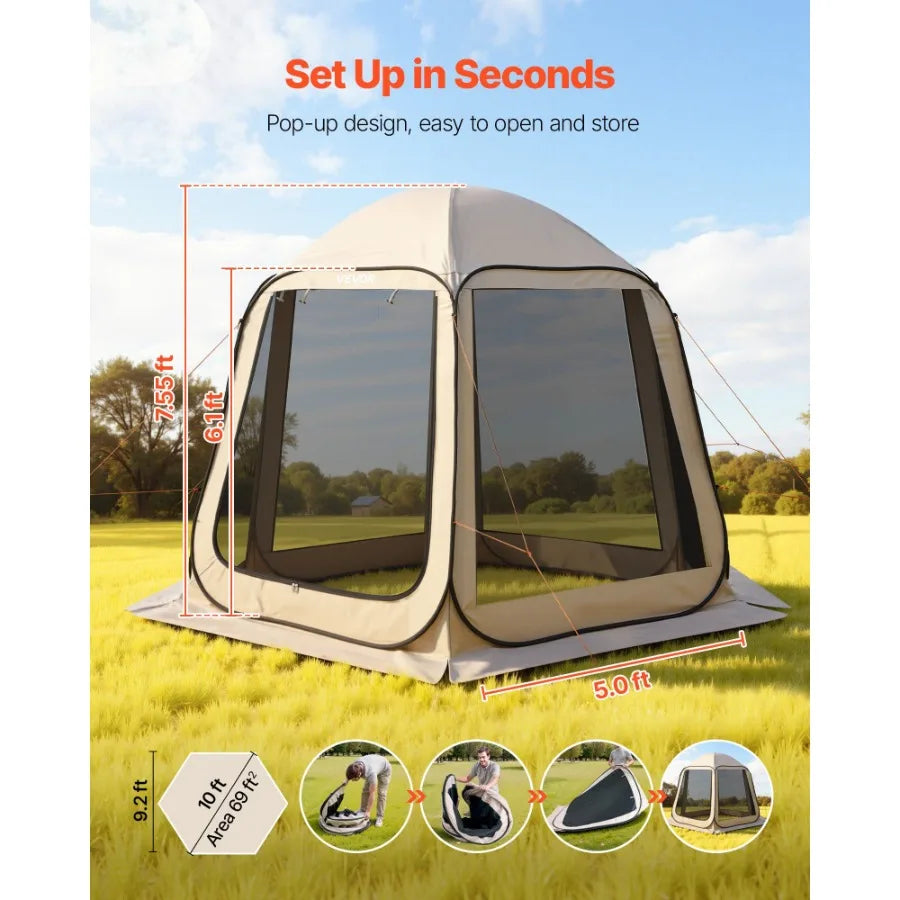 Pop Up Screen Canopy With Mesh Sides And Carry Bag