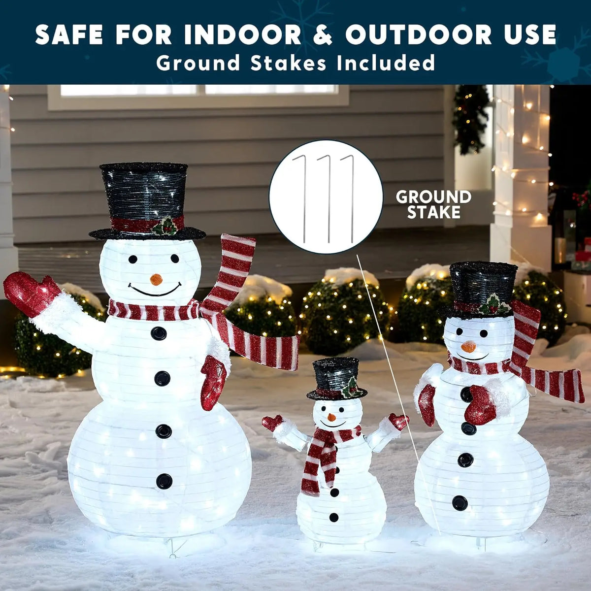 Joyfy 3D Collapsible Snowman Christmas Yard Lights With LED Lights
