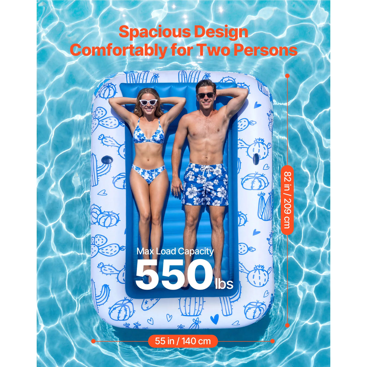 SucceBuy Inflatable Pool Float With Canopy, Pillow And Cup Holder