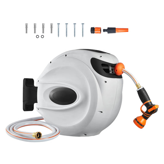 SucceBuy Retractable Garden Hose Reel With 180 Degree Swivel Bracket