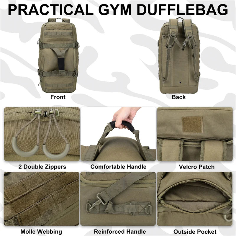 Large Capacity Tactical Backpack Molle Duffel Bag For Hiking Camping Travel