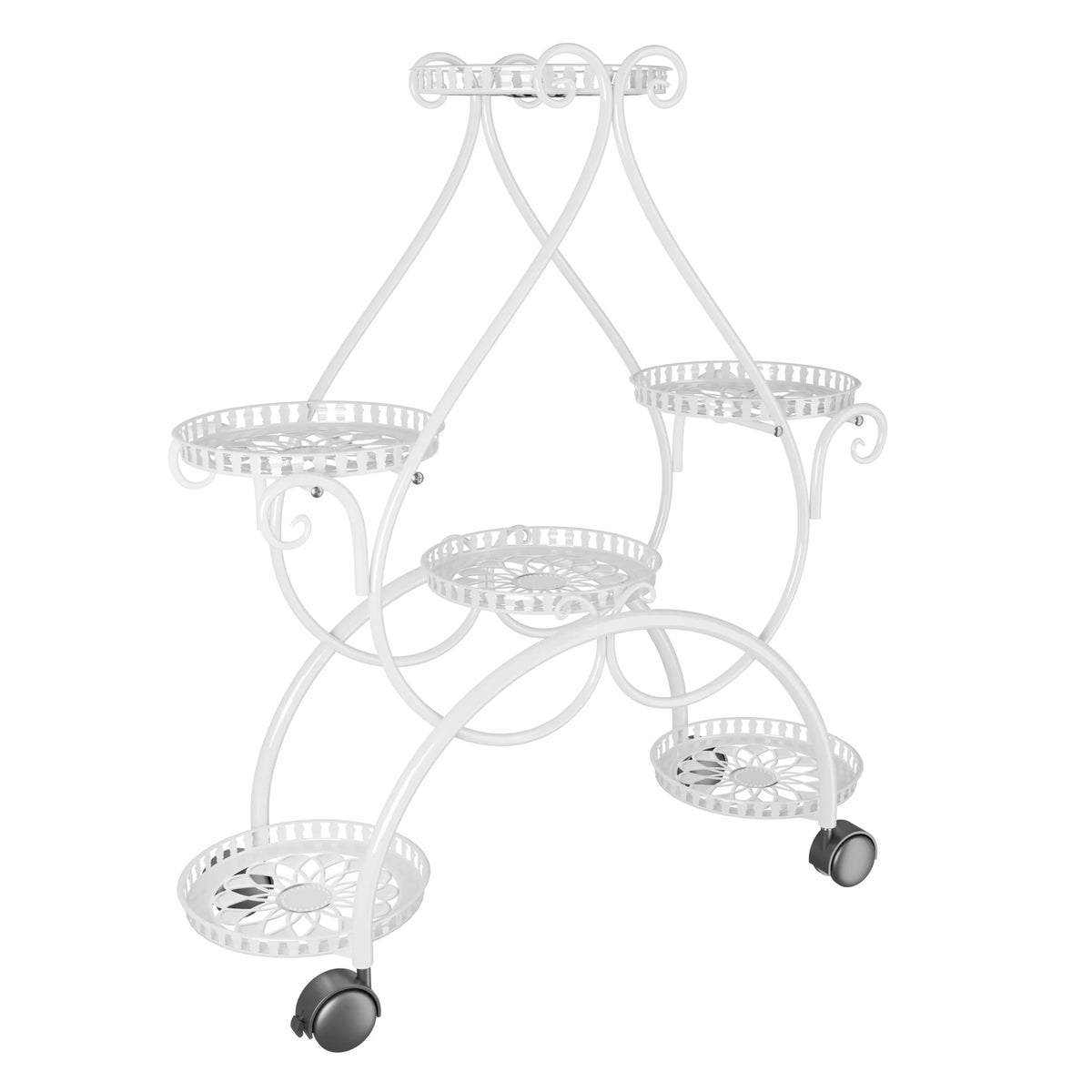 Wisfor Metal Flower Pot Display Stand With Rolling Wheels