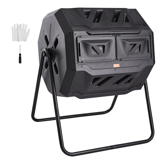 SucceBuy Dual Chamber Compost Tumbler Bin For Garden