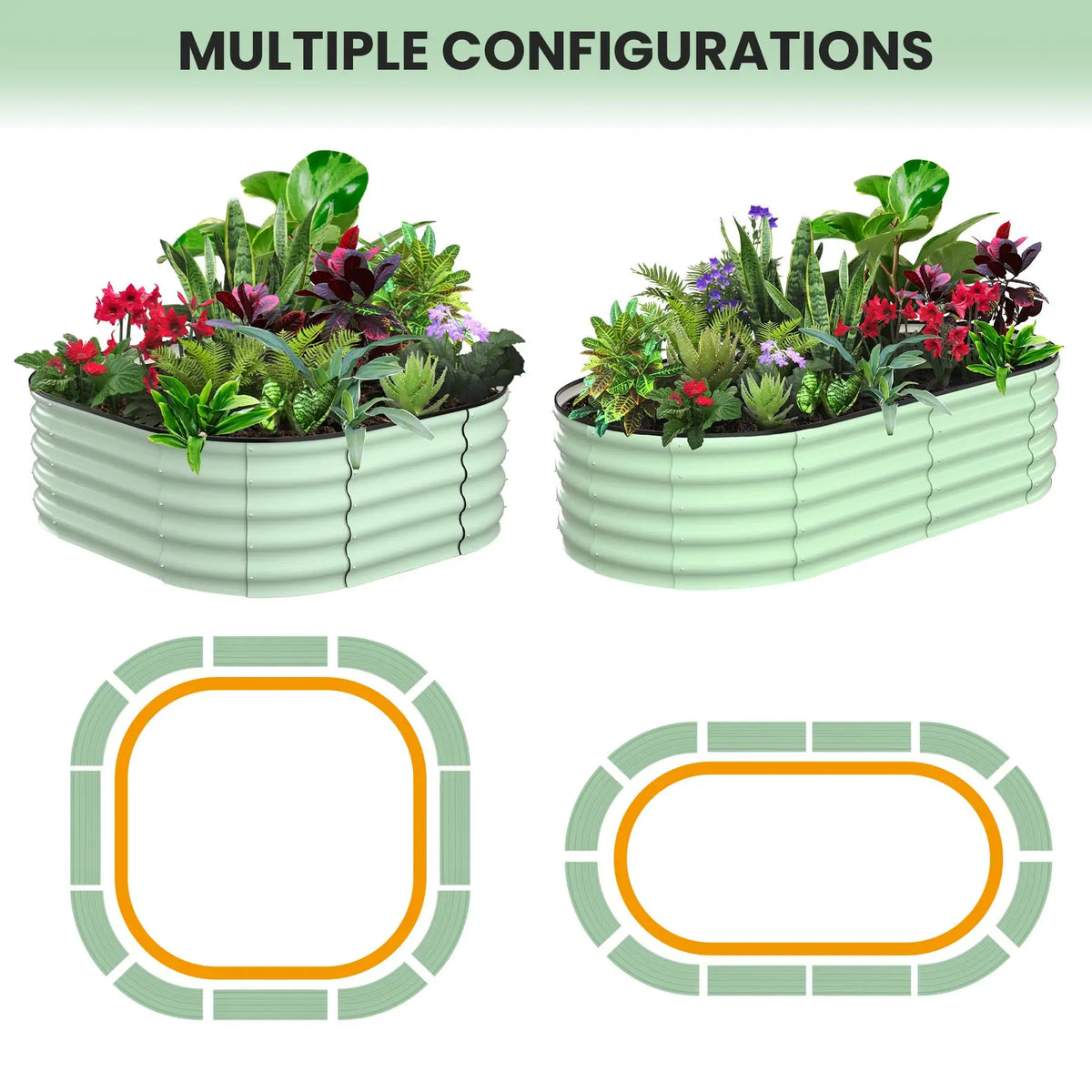 HiMiss Galvanized Steel Oval Raised Garden Planter Box