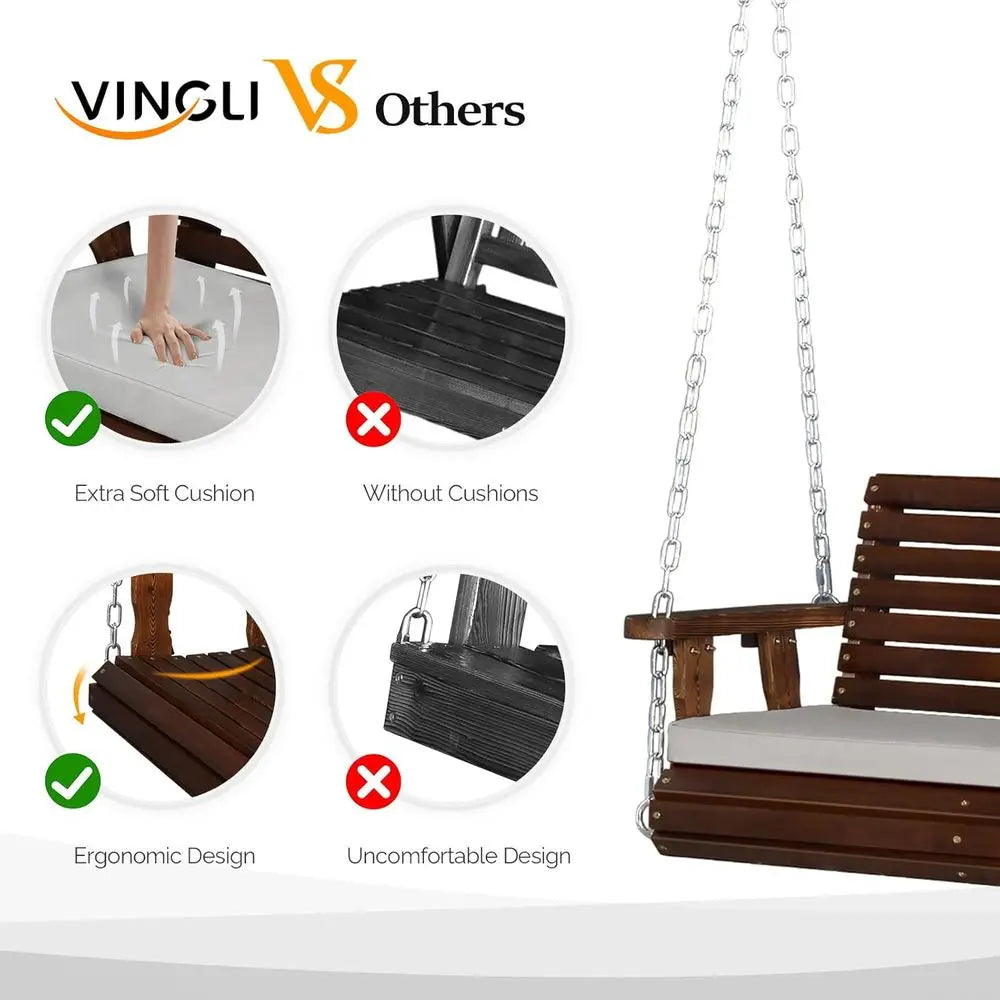 Outdoor Porch Swing With Cushions, Heavy Duty Patio Swing Stand