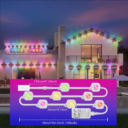 MIMIRGB Permanent Outdoor LED String Lights Waterproof Smart Holiday Lighting