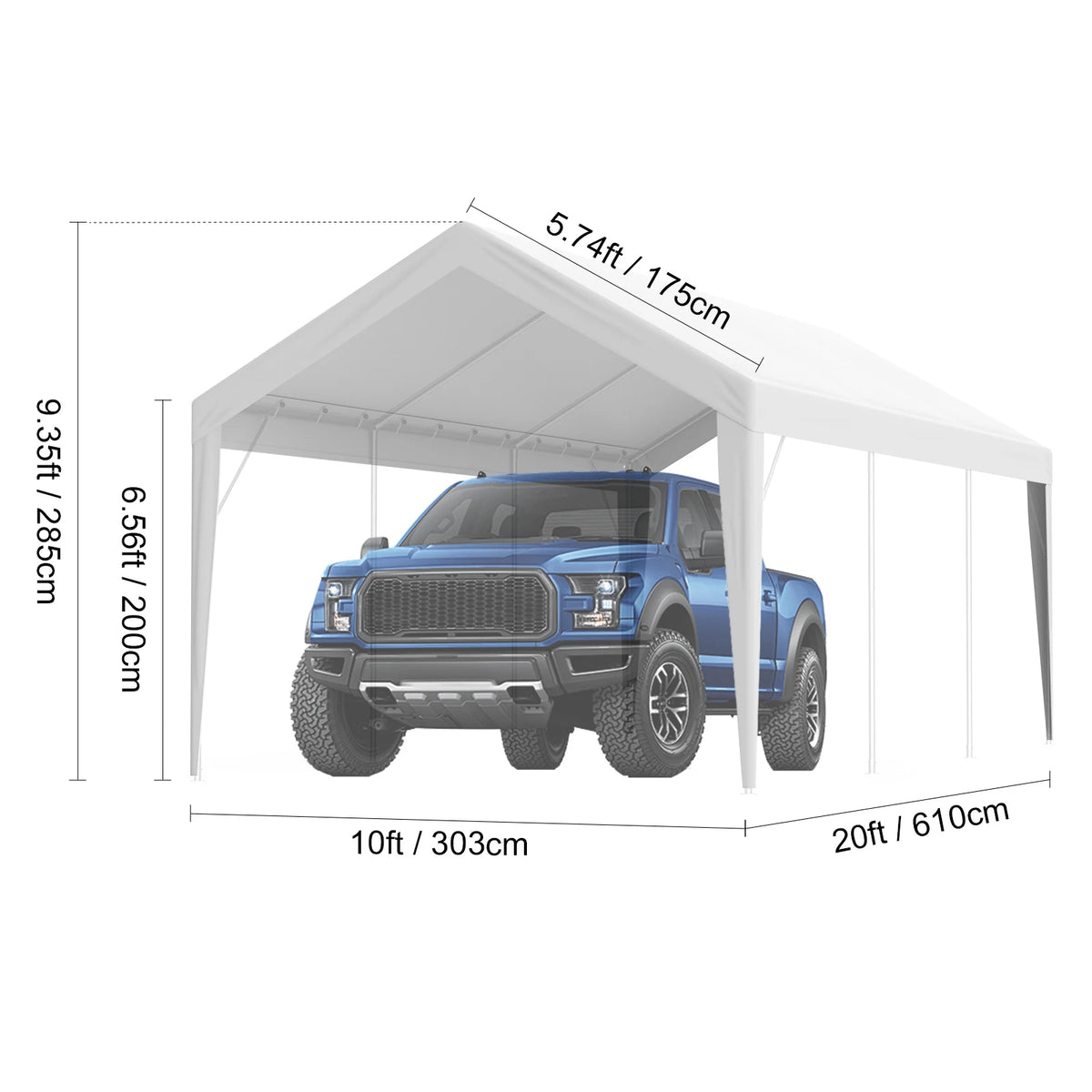 SucceBuy Heavy Duty Waterproof Carport Replacement Canopy Cover