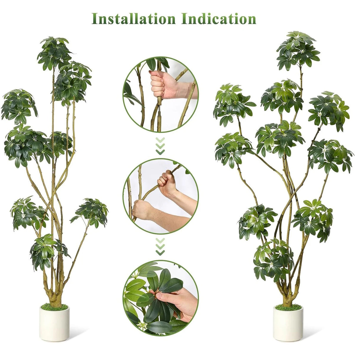 HiMISS Artificial Umbrella Tree Faux Floor Plant for Home Decor