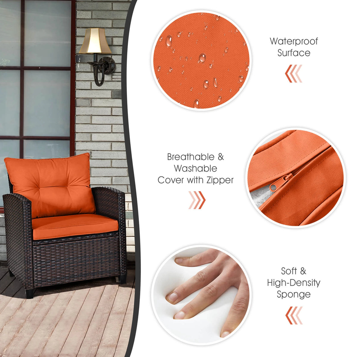 Homasis Outdoor Rattan Cushioned Conversation Furniture Set