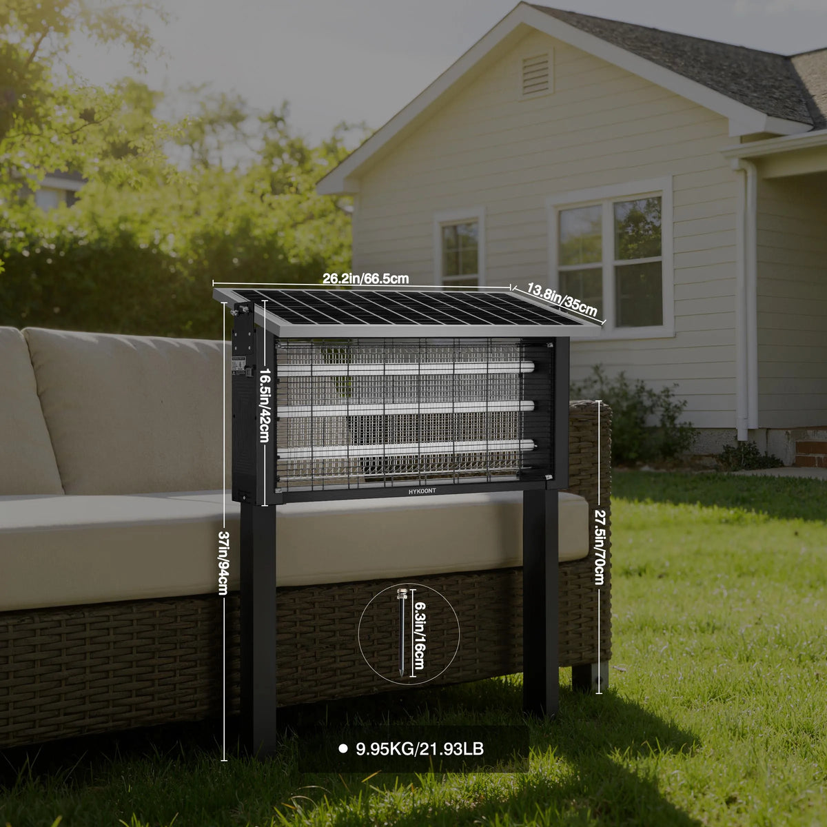 Hykoont Solar Outdoor Bug Zapper With USB Rechargeable Led Lamp
