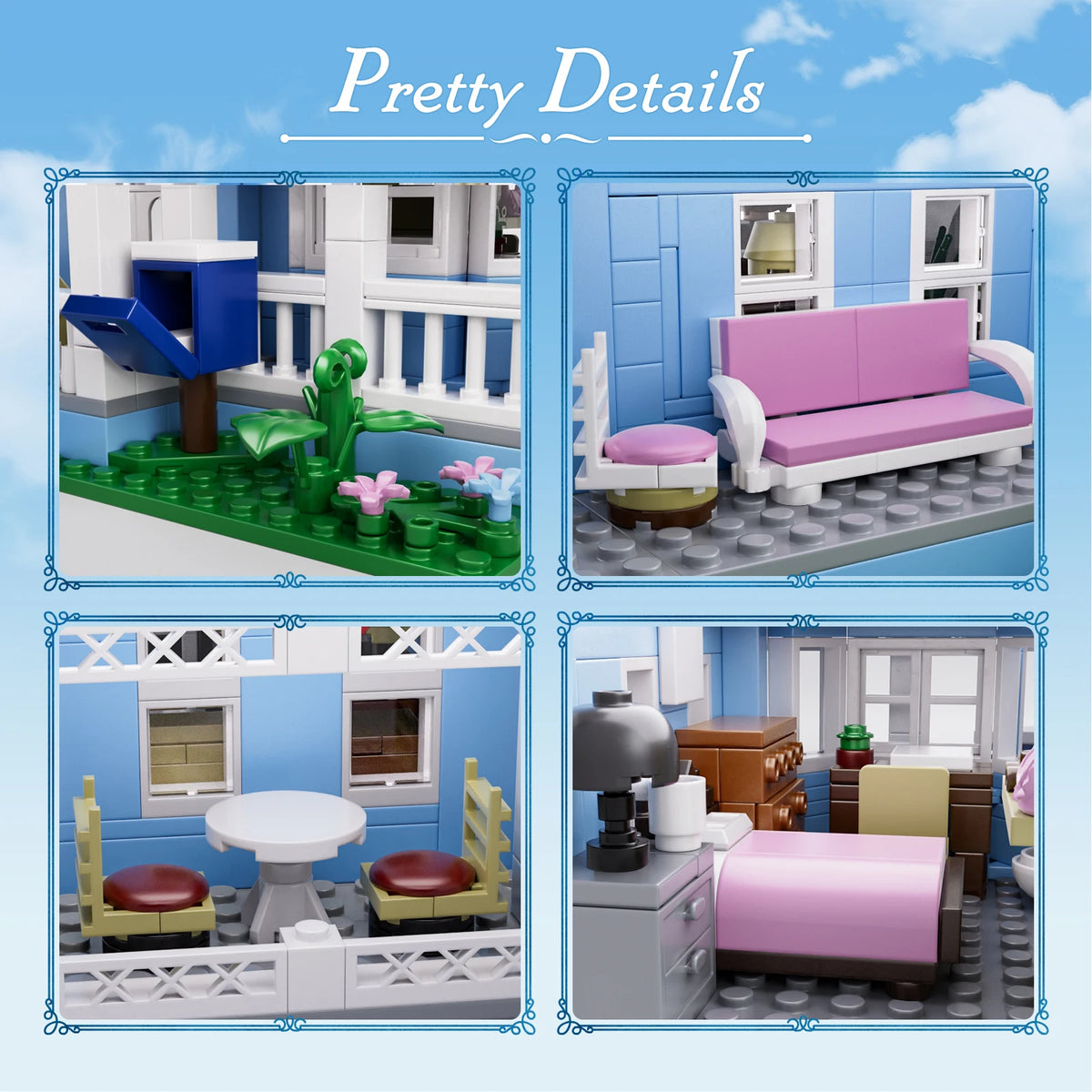 Girls House Building Blocks Set, Palace Home Decor Ornament