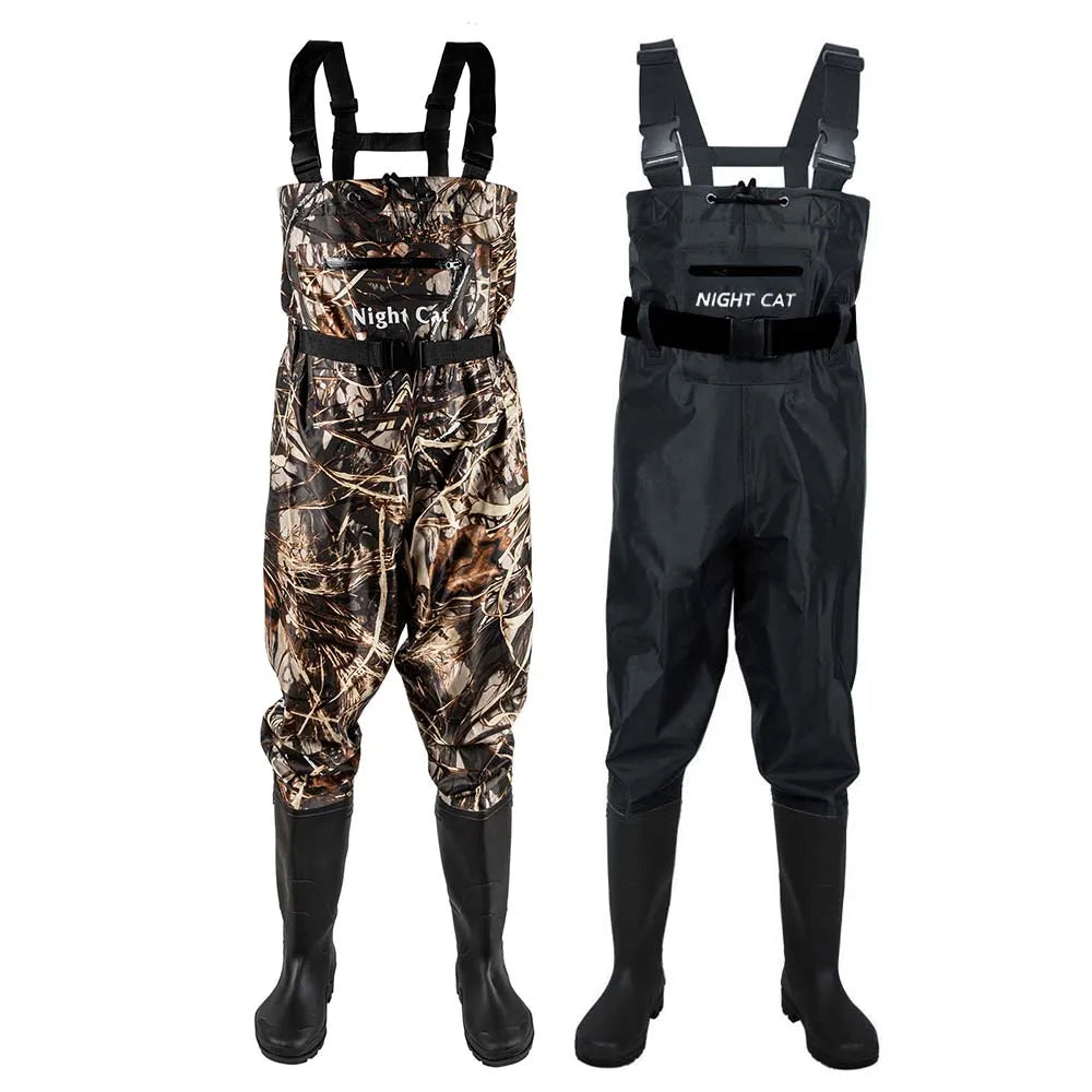 Adjustable Waterproof Nylon Pvc Chest Waders With Boots For Fishing