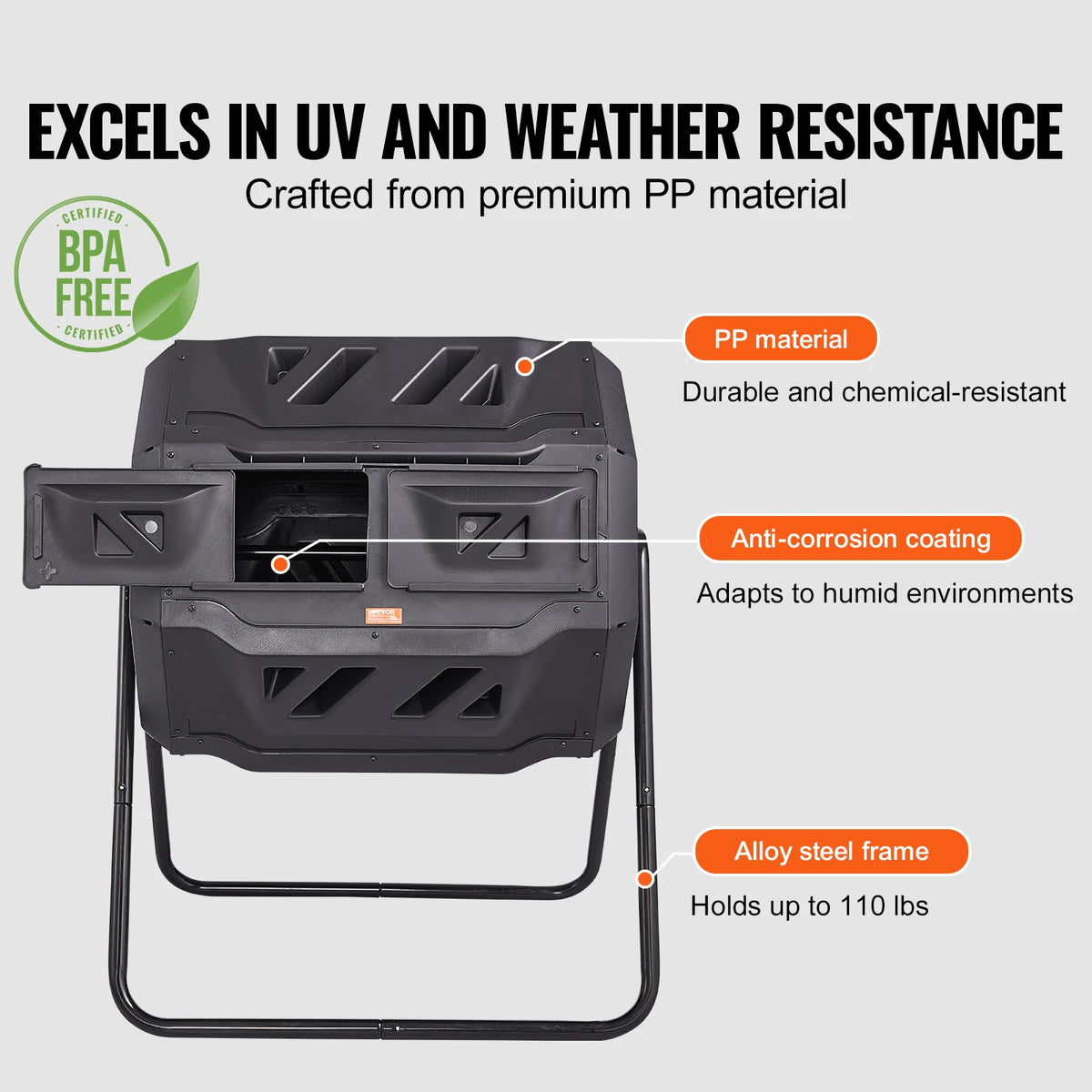 SucceBuy Dual Chamber Compost Tumbler Bin For Garden